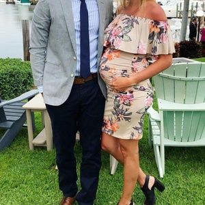 Ruffle Off-Shoulder Maternity Dress